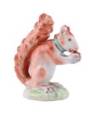 A DERBY PORCELAIN MODEL OF A RED SQUIRREL, CIRCA 1780