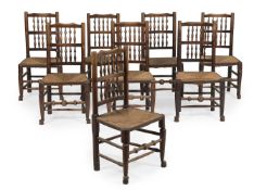 A SET OF EIGHT ELM AND ASH LANCASHIRE SPINDLE BACK CHAIRS, FIRST QUARTER 19TH CENTURY