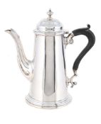 A SILVER TAPERING COFFEE POT