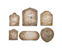 SIX SOUTH INDIAN SILVER PANELS