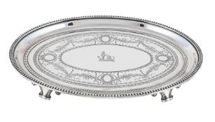 A SILVER OVAL TRAY