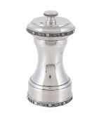 A SILVER MOUNTED PEPPER GRINDER