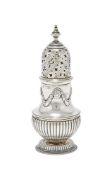 A VICTORIAN SILVER BALUSTER SUGAR CASTER