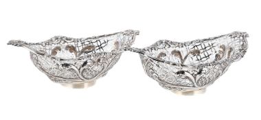 A PAIR OF VICTORIAN SILVER SHAPED OVAL BASKETS