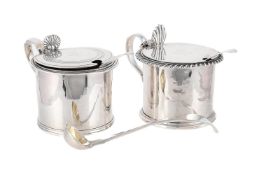 TWO SILVER MUSTARD POTS