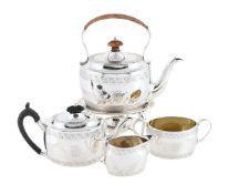 A VICTORIAN SILVER FOUR PIECE OVAL TEA SET