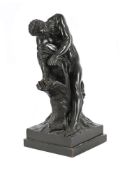 AFTER EDME DUMONT (FRENCH 1722-1775), A BRONZE FIGURE 'MILO OF CROTON', FRENCH, LATE 19TH CENTURY