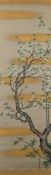 A JAPANESE FRAMED SCROLL, LATE 19TH TO EARLY 20TH CENTURY, ALONG WITH TWO OTHER SCROLLS