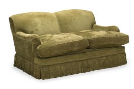 A GEORGE SMITH GREEN TWO SEAT SOFA BED, CIRCA 2021