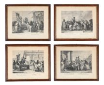 AFTER GIOVANNI DOMENICO TIEPOLO, A SET OF FOUR PRINTS DEPICTING CHARLATANS