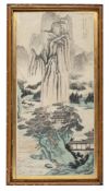 CHINESE SCHOOL (20TH CENTURY), WATERCOLOUR STUDY OF A MOUNTAINOUS LANDSCAPE