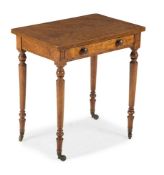A REGENCY BURR MAPLE SIDE OR BEDSIDE TABLE, IN THE MANNER OF GILLOWS, CIRCA 1820