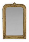 A MOULDED GESSO AND PARCEL GILT WALL MIRROR, FRENCH OR ITALIAN, PROBABLY LATE 19TH CENTURY
