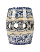 AN ENGLISH POTTERY BLUE AND WHITE TRANSFER PRINTED, AESTHETIC SEAT, LAST QUARTER 19TH CENTURY