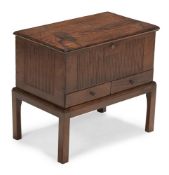 Y A CHINESE EXPORT PADOUK WOOD CHEST ON STAND, FIRST QUARTER 19TH CENTURY