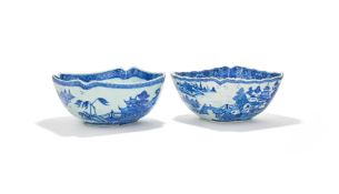 TWO CHINESE BLUE AND WHITE SQUARE SALAD BOWLS, QIANLONG