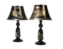 A PAIR OF JAPANESE KOMAI-STYLE TABLE LAMPS AND MATCHING SHADES, CIRCA 1960