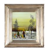 λ MILKO KOVAC (20TH CENTURY), FAMILY WALKING TO VILLAGE AT TWILIGHT
