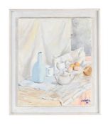 λ G. FRESCO (ITALIAN 20TH CENTURY), STILL LIFE OF JUG AND EGGS