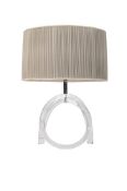 A PERSPEX AND PLEATED SILK TABLE LAMP, MODERN