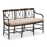 A REGENCY STYLE EBONISED AND PARCEL GILT TRIPLE CHAIR BACK SETTEE, FIRST QUARTER 19TH CENTURY