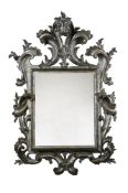 A SILVERED LACCA E MECCA STYLE SILVERED FLORENTINE MIRROR, ITALIAN, 20TH CENTURY