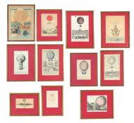 CONTINENTAL SCHOOL (19TH CENTURY), A COLLECTION OF ELEVEN PRINTS DEPICTING HOT AIR BALLOONS