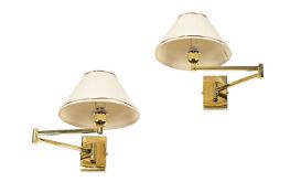 A PAIR OF LACQUERED AND BRASSED 'BILLY BALDWIN' ARTICULATED WALL LIGHTS, LATE 20TH CENTURY