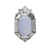 A VENETIAN CUT AND ETCHED GLASS WALL MIRROR, 19TH CENTURY