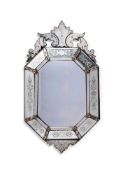 A VENETIAN CUT AND ETCHED GLASS WALL MIRROR, 19TH CENTURY