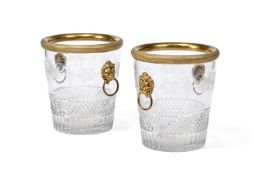 A PAIR OF GILT-METAL MOUNTED CRYSTAL CHAMPAGNE BUCKETS, PROBABLY BACCARAT OF PARIS, CIRCA 1900