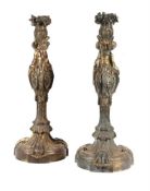 A LARGE PAIR OF FRENCH GILT BRONZE CANDELABRA BASESPROBABLY CIRCA 1820-1850Each cast with three ador