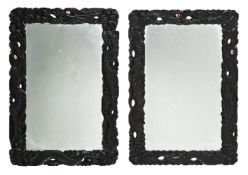 Y A PAIR OF IVORY INLAID HARDWOOD 'DRAGON' CARVED FRAMES, EARLY 20TH CENTURY