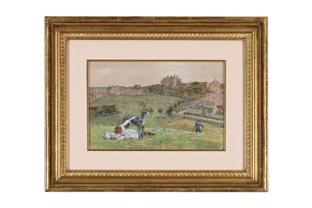 LIONEL PERCY SMYTHE (BRITISH 1839-1918), GIRL WITH A GREYHOUND - Image 1 of 3
