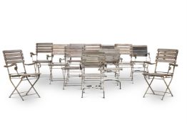 A GROUP OF TWELVE FRENCH FOLDING GARDEN CHAIRS