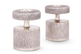GERALD BENNEY (1930-2008), A LARGE PAIR OF SILVER PEPPER GRINDERS