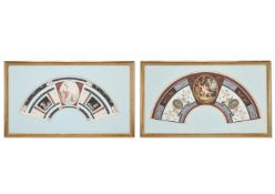 TWO FRAMED GRAND TOUR FAN PANELS