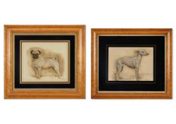 M PENNY (BRITISH 20TH CENTURY), PORTRAITS OF A WHIPPET AND A PUG