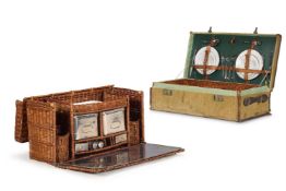 DREW & SONS, AN AUTOMOTIVE WICKER BASKET PICNIC SET