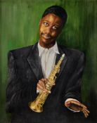 JUDITH NICHOLLS (MCALPINE) (CONTEMPORARY), PORTRAIT OF COURTNEY PINE
