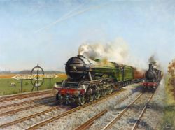 λ TERENCE CUNEO (BRITISH 1907-1996), THE FLYING SCOTSMAN HALF WAY ON THE EDINBURGH TO LONDON LINE