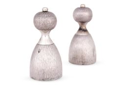 GERALD BENNEY (1930-2008), A PAIR OF DOME TOP SILVER PEPPER GRINDERS