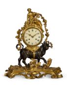 A LOUIS XV STYLE GILT AND PATINATED BRONZE CLOCK 'EUROPA AND THE BULL'