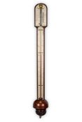 EDWARD SCARLETT, A GEORGE II MAHOGANY STICK BAROMETER