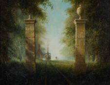 λ FELIX KELLY (BRITISH 1914-1994), RAILWAY THROUGH THE PARK