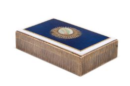 λ GERALD BENNEY (1930-2008), A RARE SILVER, BLUE ENAMEL AND OPAL INSET BOX