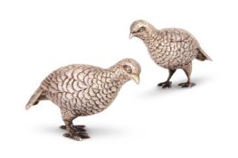 A PAIR OF SILVER PARTRIDGES, EDWARD BARNARD & SONS LTD