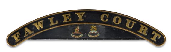 'FAWLEY COURT' NAME PLATE FROM THE G.W.R SAINT CLASS LOCOMOTIVE 2942 FAWLEY COURT