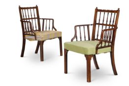 A PAIR OF GEORGE III MAHOGANY ARMCHAIRS, CIRCA 1780