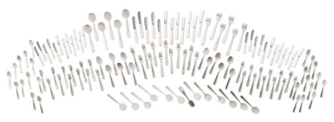 λ GERALD BENNEY (1930-2008), A RARE SILVER FLATWARE SERVICE FOR TWELVE SETTINGS IN THE SABLE PATTERN